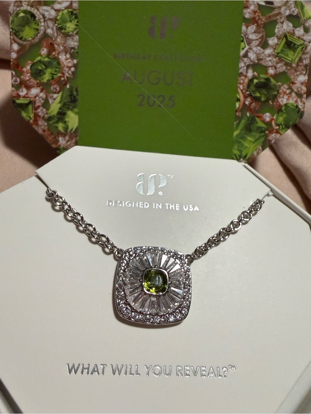 BOMB PARTY NK49854 Exuberant Dusk NECKLACE Lab Created Peridot Rhodium Plating